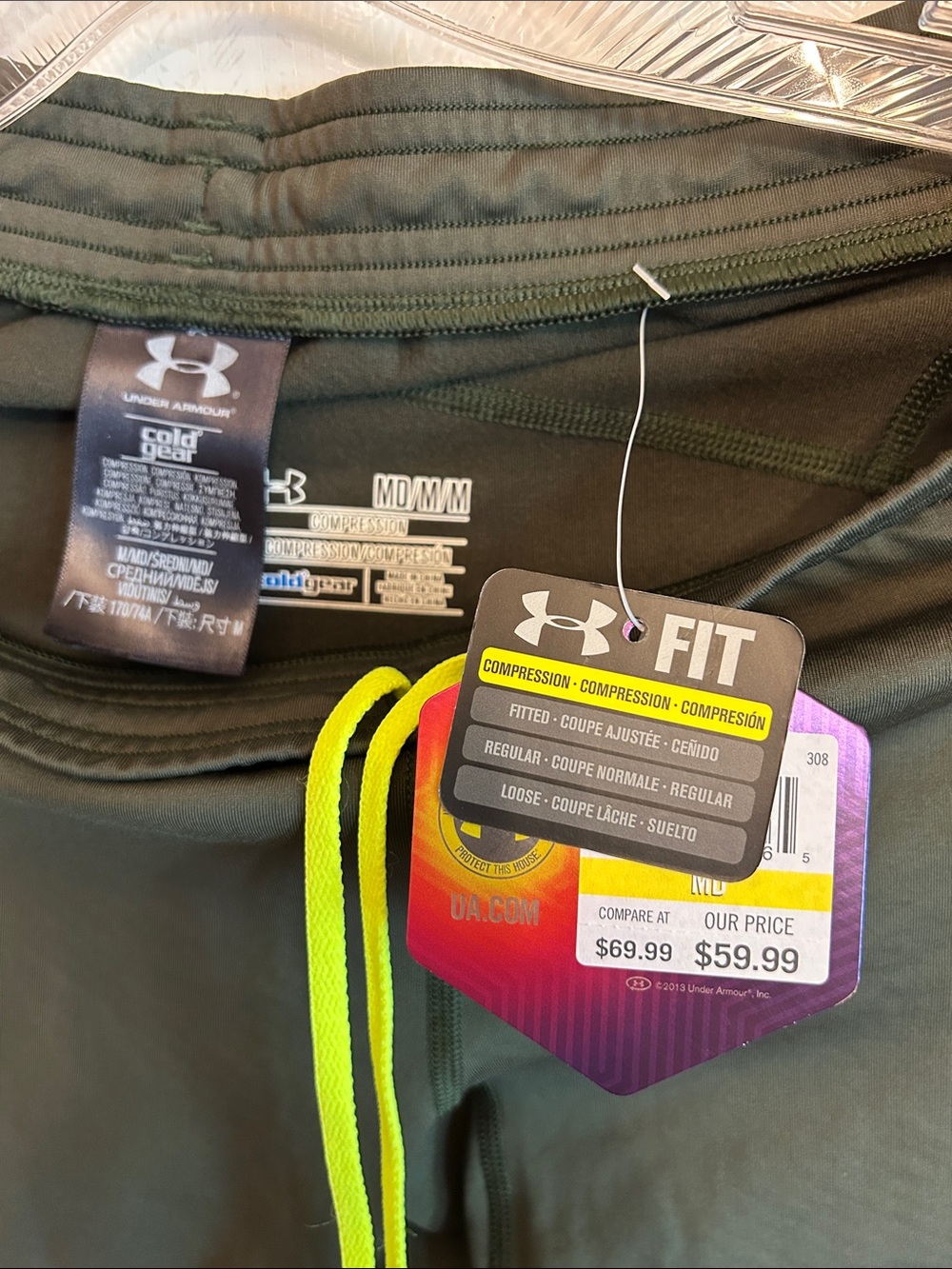 New Under Armour Men’s Olive Green Compression Set Pants M Top Small - Picture 3 of 10